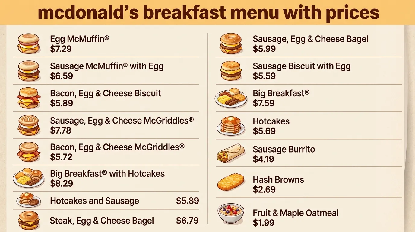 McDonald's Breakfast Menu With Prices, Nutrition, & Allergens Guide - 2026