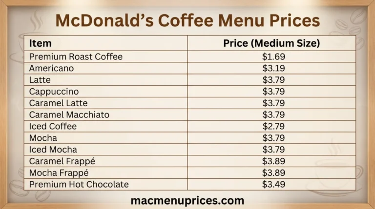 McDonald’s Coffee Menu Prices