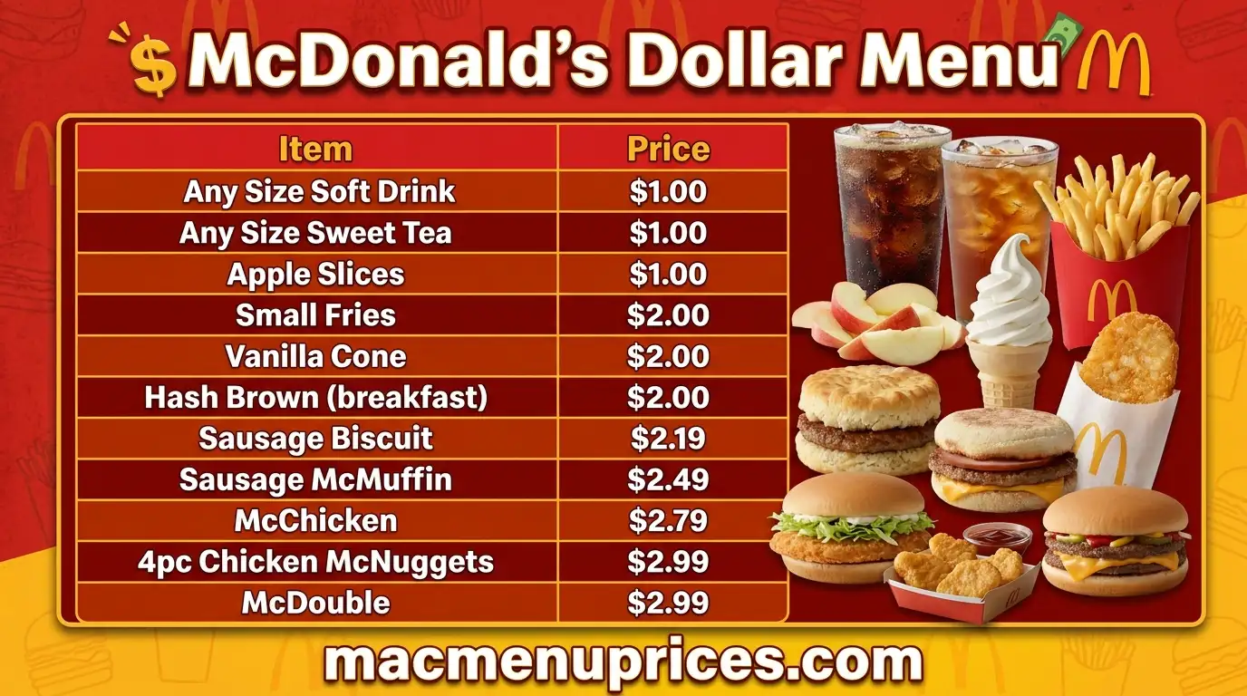 McDonald's Dollar Menu with Prices: Every 1,2 & $3 Item in 2026 1 McDonald's Dollar Menu with Prices